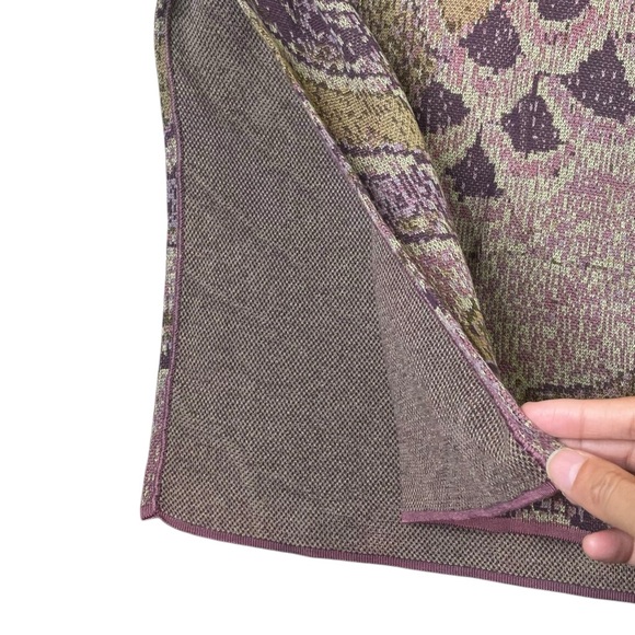 Peruvian Connection Dress Women Sz M Maxi Knit Purple Green Side Slit PimaCotton - Picture 6 of 12